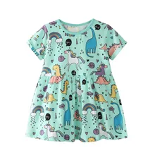 Hot Sale! Cute Children Short Sleeved Princess Dress Girls Summer Cartoon Unicorn Dresses Knitted Printed Cotton Party Dress цена Hot Sale! Cute Children Short Sleeved Princess Dress Girls Summer Cartoon Unicorn Dresses Knitted Printed Cotton Party Dress цены онлайн