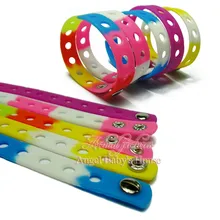 1 шт. Высокое качество 17 цветов 18 см силиконовые браслеты мягкие браслеты аксессуары ремешки для обуви Croc подвески детские подарки на вечеринку