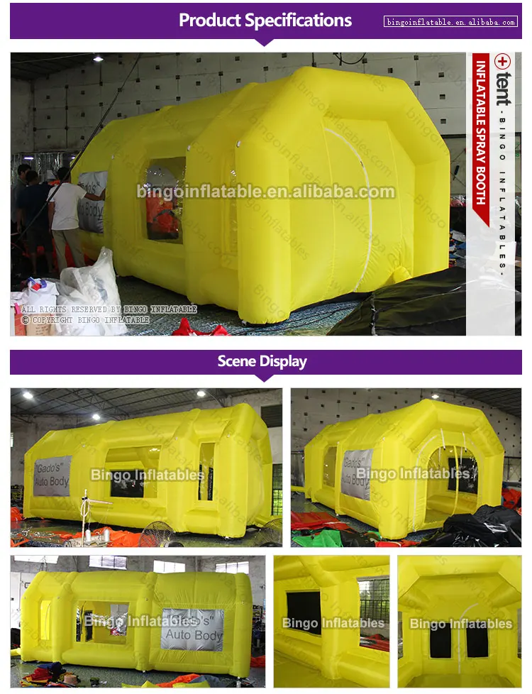 Бесплатная доставка Желтый Цвет надувные Краски распыления 6x3x2.5 метров взорвать пылезащитный семинара гараж палатка игрушка палатки