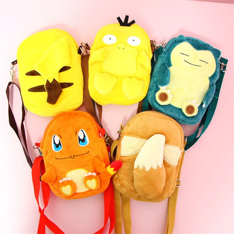 الكرتون بوكيمون النساء حقيبة كتف حوش الجيب بيكاتشو Psyduck Charmander Eevee صغيرة Crossbody أكياس رسول أكياس الهاتف