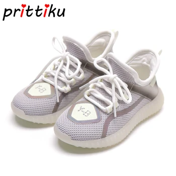 

2020 Boys Girls Mesh Luminous Lace-Up Sneakers Toddler/Little/Big Kid Casual School Trainers Children Fashion Sport Game Shoes