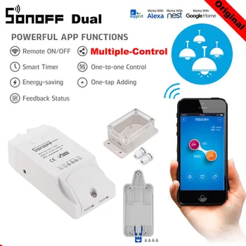 

SONOFF Dual 2CH Basic Light Remote Control WiFi Wireless Smart Switch Works with Alexa Google Home DIY Timer Module
