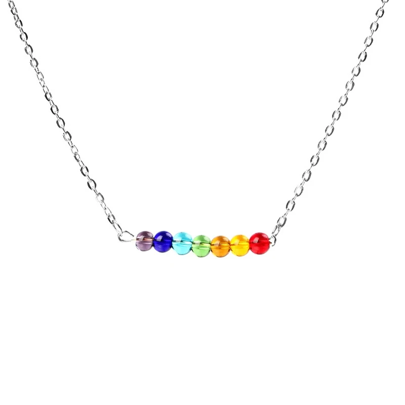 Natural Stone Necklace Seven Color Chakra Necklaces for Men Pendants Yoga Reiki Healing Balancing 7 Women | Украшения и
