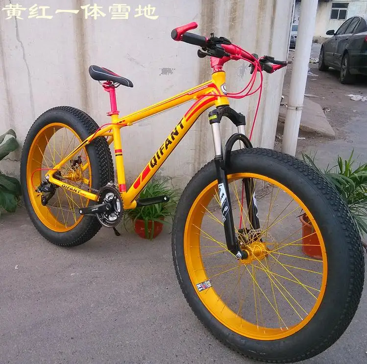 Excellent KALOSSE snow bike   26*4.0 inch tires   fat  beach mountain bike  21/24/27/30 speed   bicicleta mountain bike 0