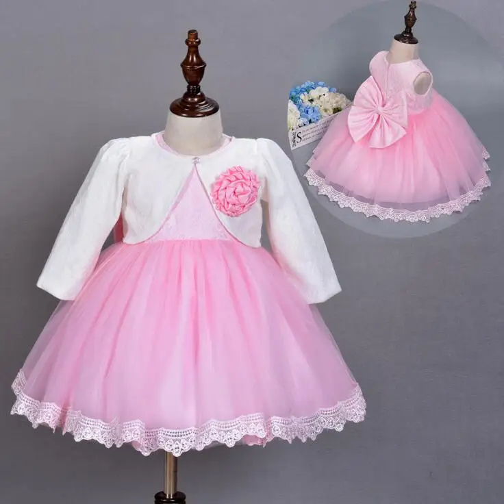 

Newborn Baby Frocks Girl Baptism Dresses Suit Party Princess Wedding Birthday Christening Dress Big Bow Lace tulle Costumes Sets