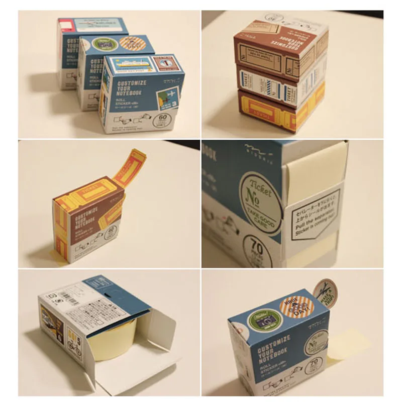 1Box DIY Vintage Retro Travel Stamp Boxed Papery Small Stickers Korea Diary Notebook Photo Gallery Decoration Customize Sticker