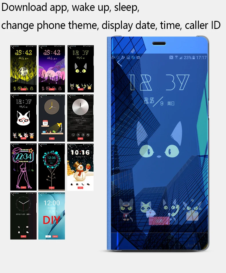 Умный зеркальный флип чехол для Samsung Galaxy S8 A5 A8 J5 J7 J4 J6 J8 2018 S9 Plus S7 Edge S6 Note 8 9 5 4 A3 J3 2017