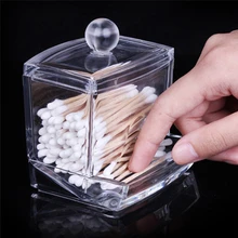 

Acrylic Cotton Swab Makeup Organizer Storage Box Portable Container Make Up Cotton Pad Box Storage Case Organizer For Cosmetics