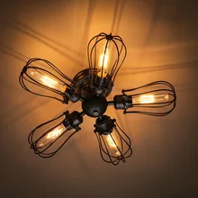 Электрическая лампочка эдисона Винтаж промышленный настенный светильник два способа Применение 5-светильники черный мелкая клетка потолочный светильник кафе бар Кофе магазин зал клуб