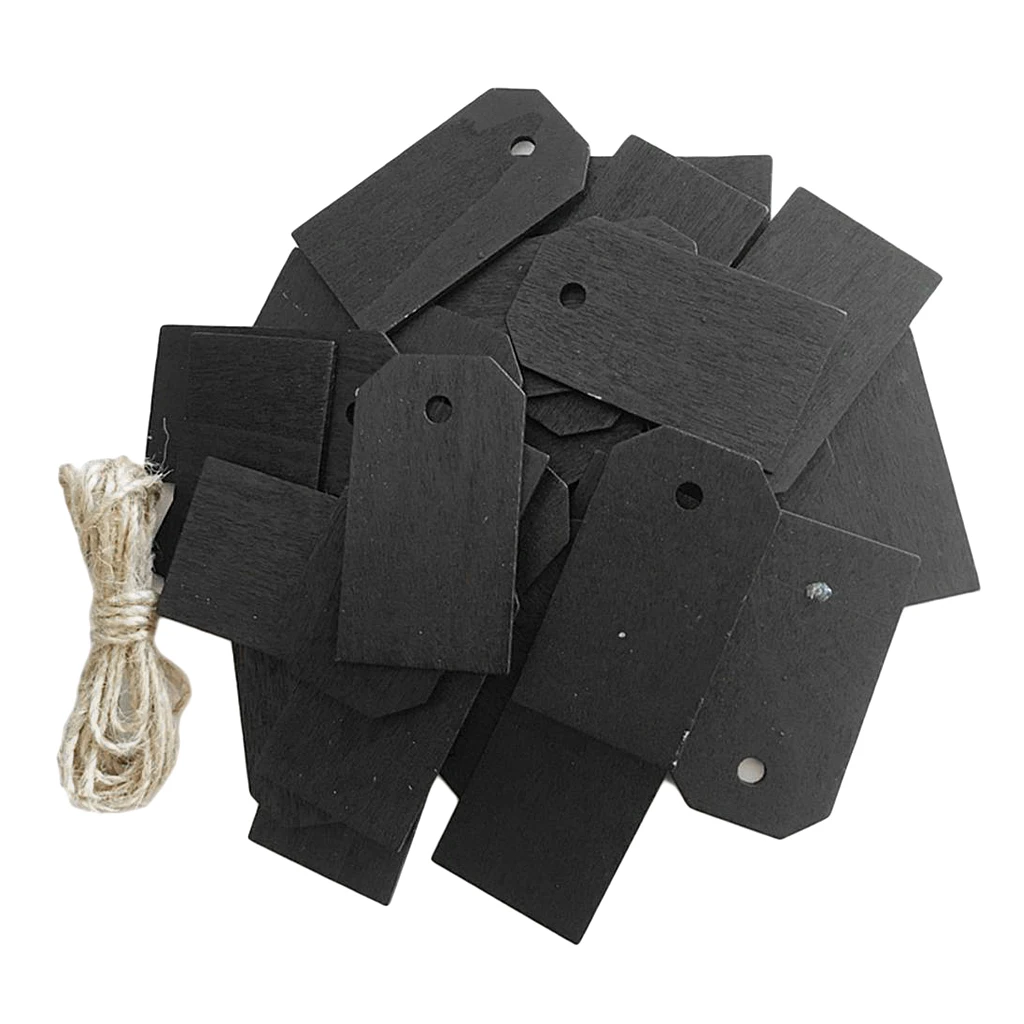 25 Pieces Blank Wood Wooden Gift Tags Blackboard Chalkboard Message Board