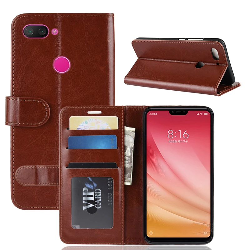 Кожаный чехол Alesser для Xiaomi Mi 8 Lite, флип-чехол из натуральной кожи с карманом для карт, чехол для телефона Xiaomi Mi 8X, Fundas
