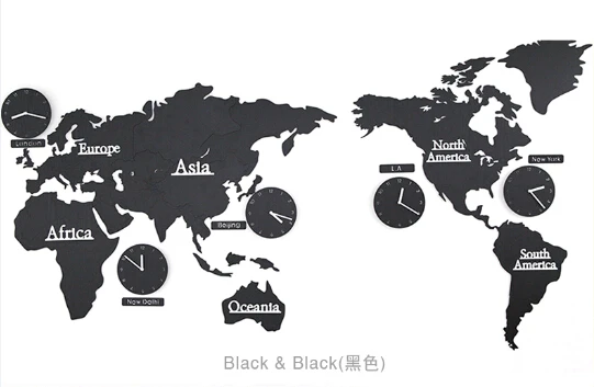 black with back-1.8m Большая карта мира настенные часы современный европейский стиль круглый деревянный большой деревянный наручные часы, настенные часы немой настенные часы - Цвет: black with back-1.8m