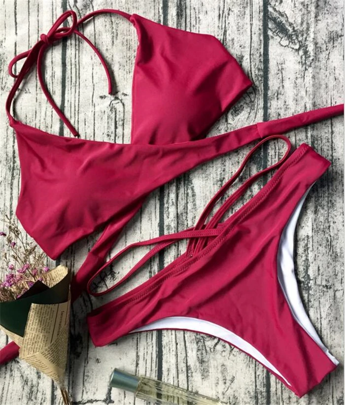 Bikini 2017 Swimwear Women Sexy solid color swimsuit Swimsuit Floral