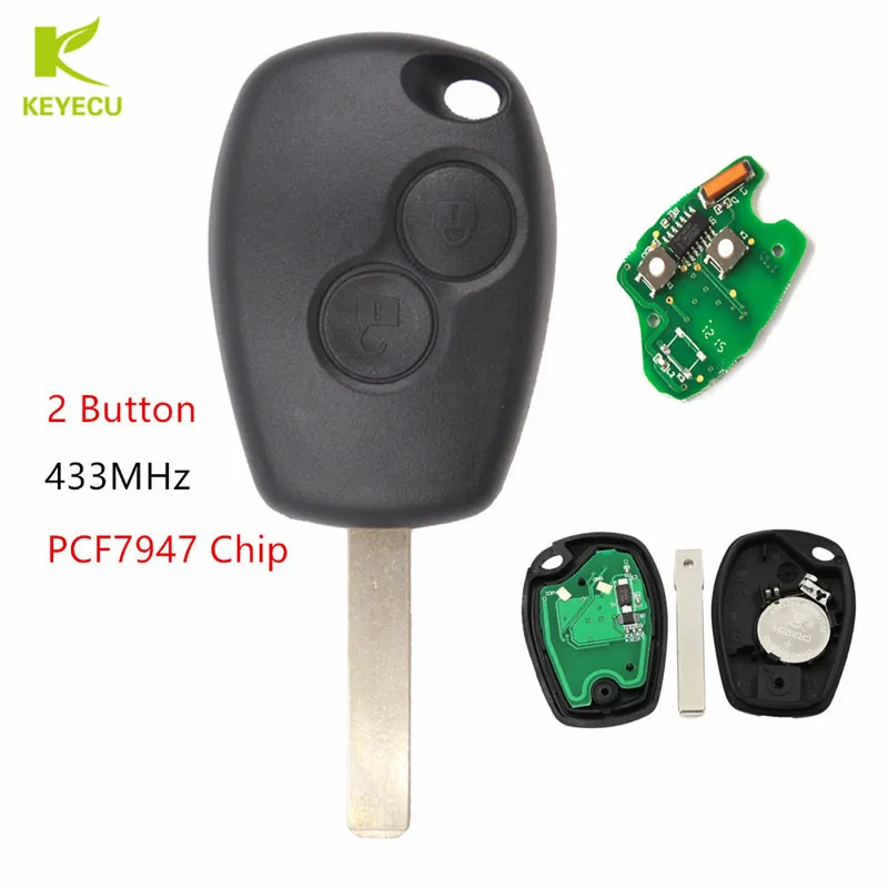 

KEYECU, 2 кнопки, Φ 433 МГц PCF7947 для Renault Clio Kangoo Master Modus duster