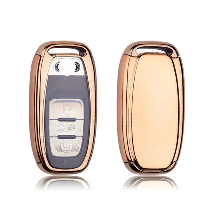 gold TPU+PC Car Key Case Protective Cover Bag Fit For AUDI A4L A6L A5 A7 A8 Q5 Q7 S5 S6 S7 S8 Car Key Cover Keychain Accessories - Название цвета: gold