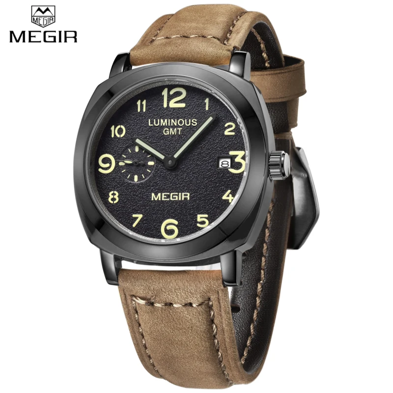 

Watches Men MEGIR Brand Fashion Men Military Watch Male Business Design Cool Clock Sports Leather Strap Luxury Wrist watch