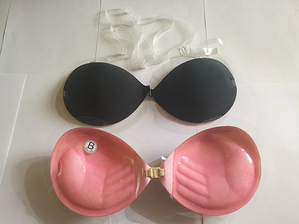 clear strap padded bra