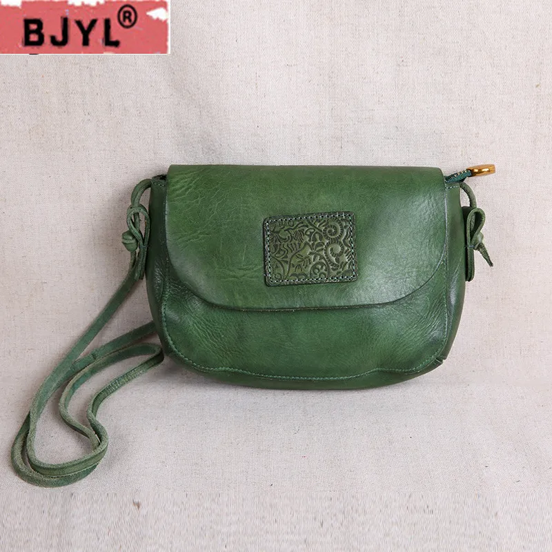 

BJYL Original women bags handmade Genuine leather mini soft leather simple shoulder bag retro female small square Messenger bags