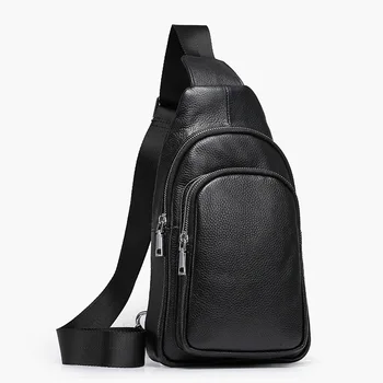 

New men's suede leather vertical square chest bag business Wild leather tumbled leather shoulder bag diagonal