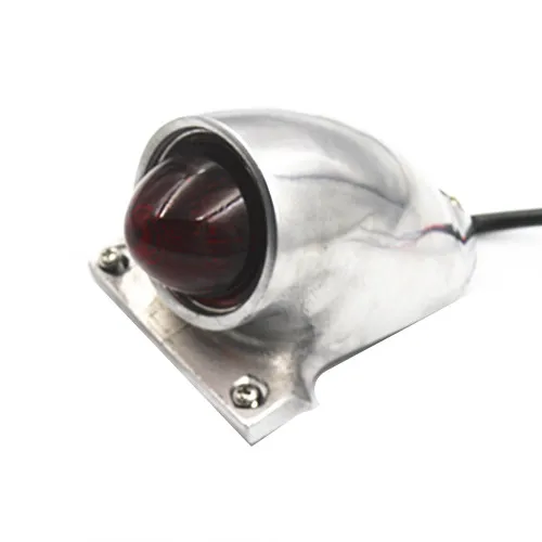 

Motorcycle Polished silver Rear 12V Vintage Style Brake Tail Light For Harley Bobber Chopper Custom
