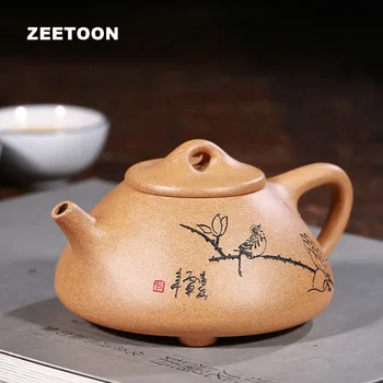 

250cc Authentic Yixing Teapot Jingzhou Stone Scoop Pot Chinese Teaware Purple Clay Tea Set Brew Tea Pot Vintage Zisha Home Decor