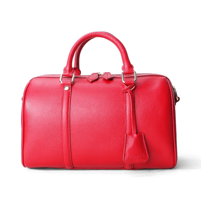 Geniune кожаная сумка для женщин, роскошная Бостонская сумка, женская сумка из первого слоя коровьей кожи, дизайнерская сумка через плечо, сумка на плечо - Цвет: red