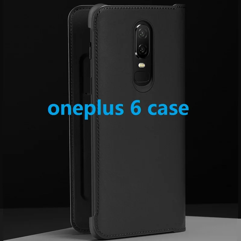 Официальный чехол OnePlus 5 5T 6 с откидной крышкой, умный кожаный чехол с слотом для карт для OnePlus 6, чехол из искусственной кожи чехол - Цвет: oneplus 6 case