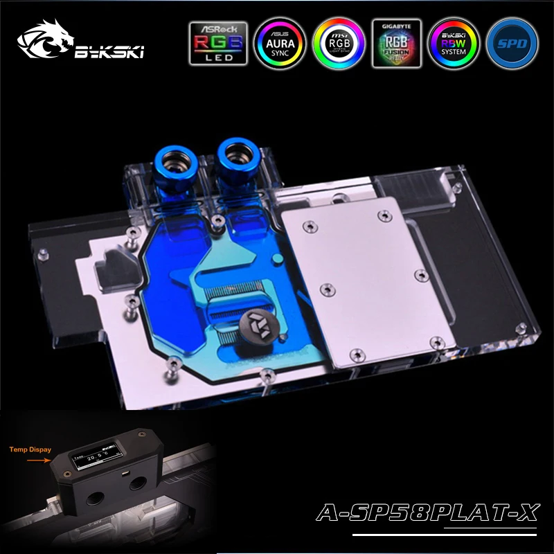 

Bykski A-SP58PLAT-X RGB VGA Full Cover Water Cooling Block for Sapphire Nitro+ Radeon RX 570 580 590 Graphics Cards