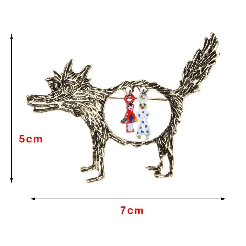 Новая мода 1 шт Винтажная брошь в виде волка ювелирные изделия милый мультфильм красная шапочка эполеты броши