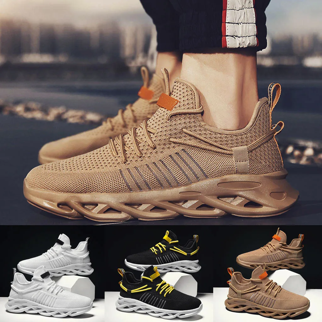 

Men's Flying Woven Breathable Running Sneakers Mesh Soft Non-Slip Casual Shoes