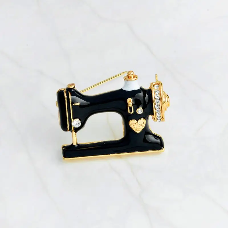 

New Fashion Cute Sewing machine Brooches Trendy Black Metal Brooch Pins Charm Jewelry for Women Girls