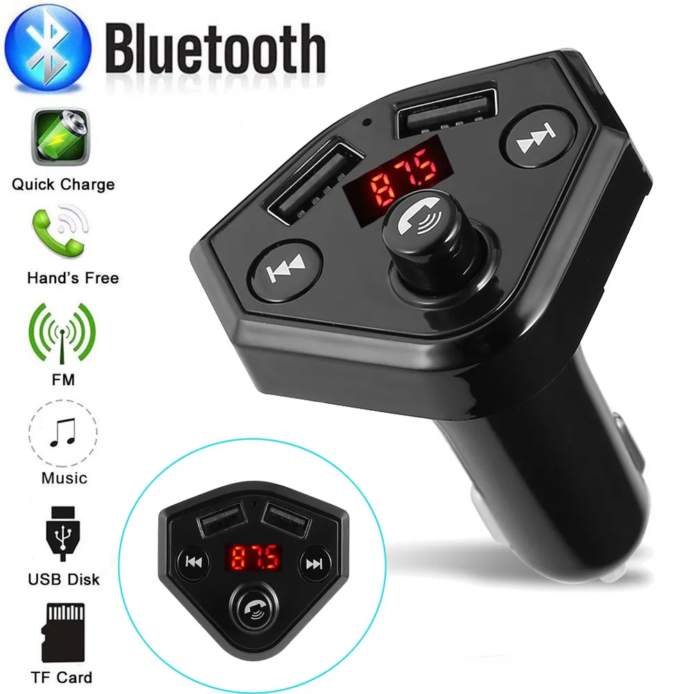

new Multifunction Bluetooth Car FM Transmitter Wireless Radio Adapter USB Charger Mp3 Player Car Auto Vintage Reproductor H0129
