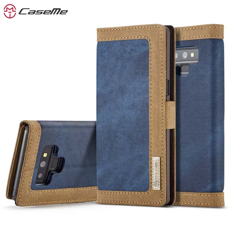 

For Samsung Galaxy Note 9 Wallet Case CaseMe Durable Denim Anti-knock Phone Bags for Galaxy S9 S9+ with Card Slot Stand Function