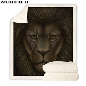 

ZOOTOP BEAR Grey Lion Sherpa Throw Blanket 3D Digital Print Bedspread Animal Printing Plush Blanket 150x200cm Drop Shipping