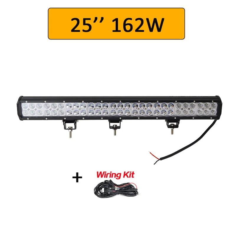 25in 162W wiring Auxtings 1" 22" 20 дюймов 12 в 24 В внедорожный светодиодный светильник, комбинированный точечный прожектор 2" 126 Вт светодиодный рабочий светильник для джипа автомобиля 4WD грузовика внедорожника ATV - Цвет: 25in 162W wiring