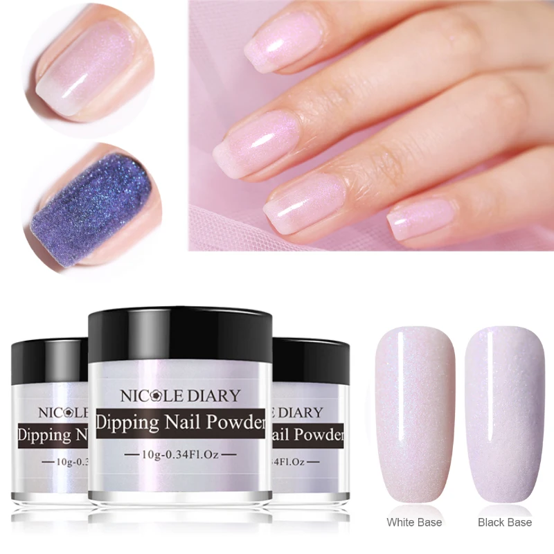 

NICOLE DIARY 10g Dipping Nail Powder Pearly Shell Shiny Natural Dry Pink Purple Colors Glitter Nail Art Decoration Design