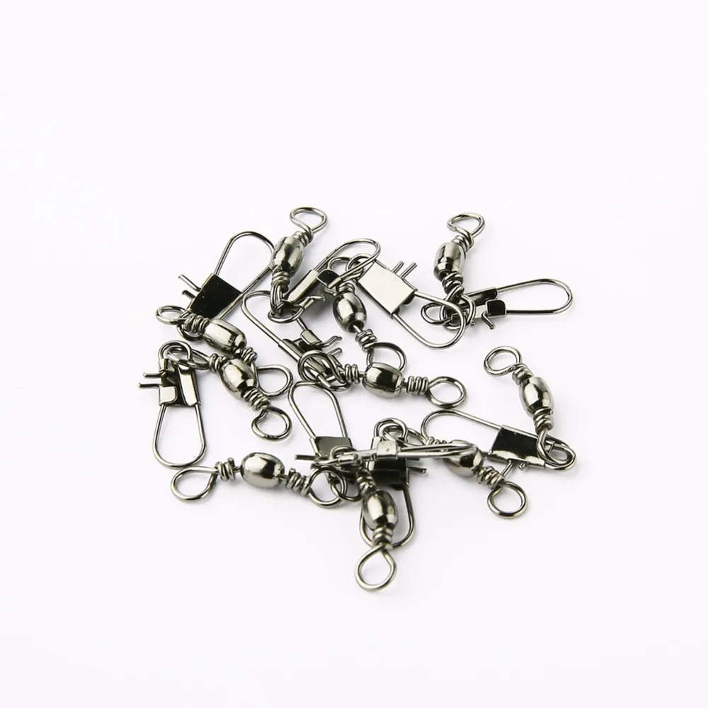 50pcs 14# To 3/0# Swivels Interlock Snap Fishing Lure Tackles Gear Accessories Connector Swivels Pin Bearing Rolling Solid Tool fishing swivels fishing accessories fishing tackle fishing tools fishing tool