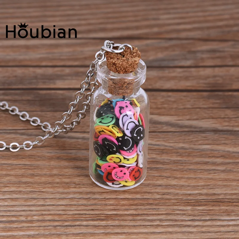 

Houbian Crystal Glass Wishing Bottle Necklace Fruit Series Handmade Glass Vial Pendant Necklace Jewelry