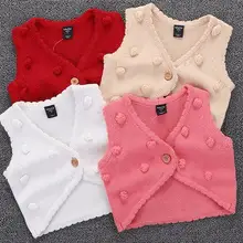 Весенне-осенний свитер для новорожденных, жилет для малышей 0-2 лет, вязаный жилет для девочек, Хлопковый вязаный кардиган