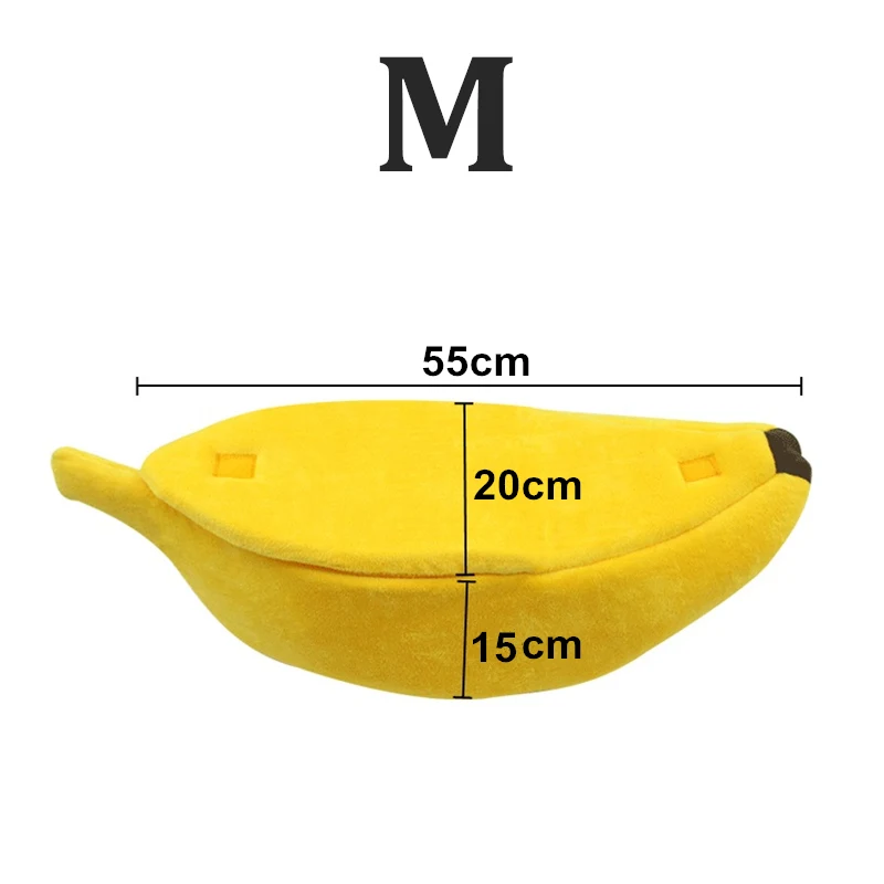 Новая креативная плюшевая кровать для маленьких домашних животных дом банан Ананас Форма клубники мягкий лежак для питомца клетка удобный банан кошка кровать - Цвет: Banana-M