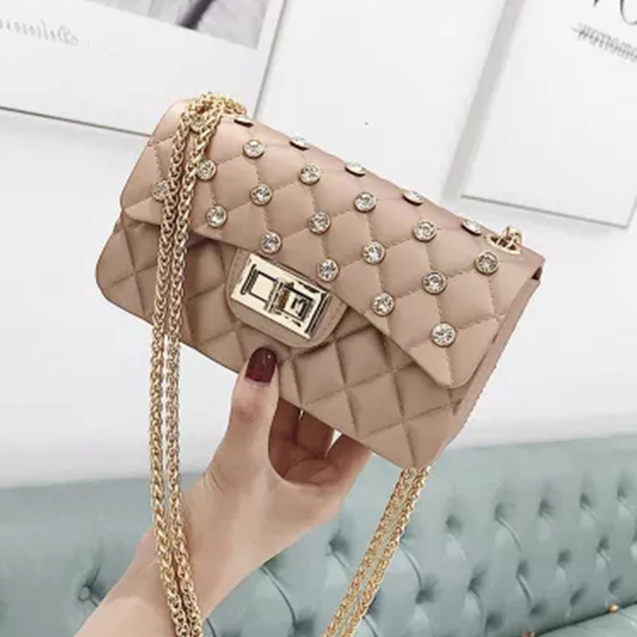 

Diamond Lattice Crossbody Bags Women Jelly Diamonds Shoulder Bag Ladies Brand Large Capacity Luxury Messenger Bags Solid Color