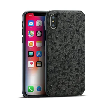 

Wangcangli Genuine Leather Phone Case For iPhone X Ostrich Texture Back Cover For iPhone 6 6S 7 8 Plus SE 5 5S Phone Shell