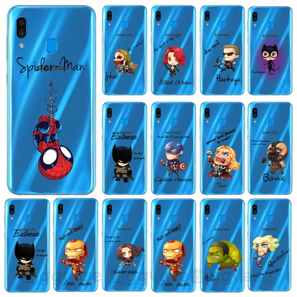 

Marvel Iron Man Spider-Man joker Batman Soft Silicone Case For Samsung Galaxy A10 A20 A30 A40 A50 A60 A70 A80 Case Capa