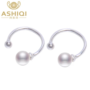 

ASHIQI Sterling Silver 925 Clip earrings 5-5.5mm Perfectly round freshwater pearl jewelry women fine