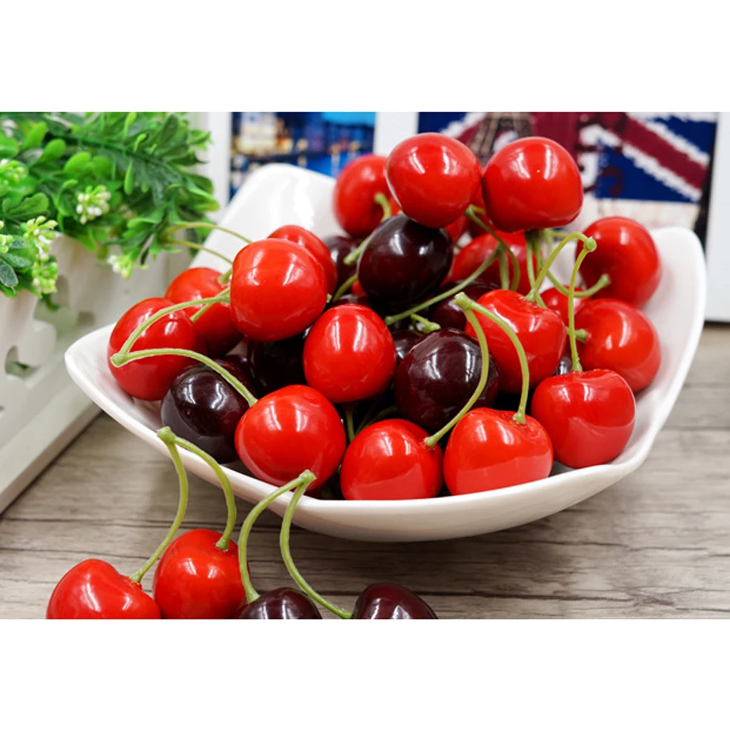 

20PC Mini Simulation Small Cherry Foam Plastic Fake Artificial Fruit Model DIY Party Kitchen Wedding Christmas Tree Craft Decor