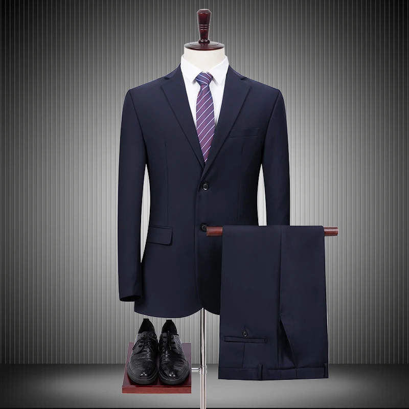 

The EU Great Designer Suits 2019 Men's Slim Two Buttons Jacket With Pant Sets Solid Business Formal Groomsman Suit Blazer #506