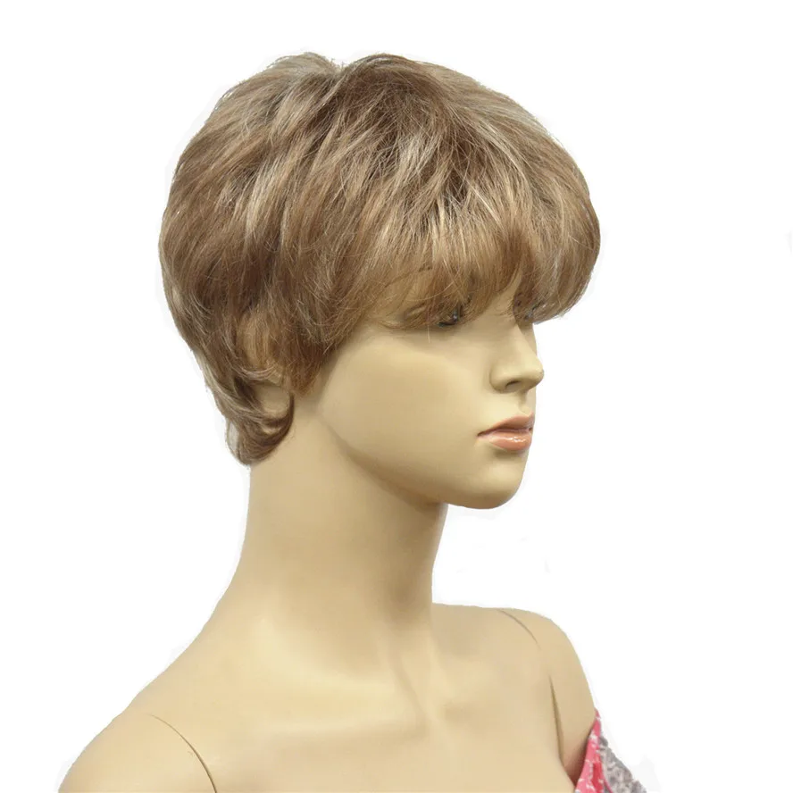 StrongBeauty женские парики натуральный пушистый короткий прямой светильник для волос коричневый блонд высокий светильник s синтетический парик