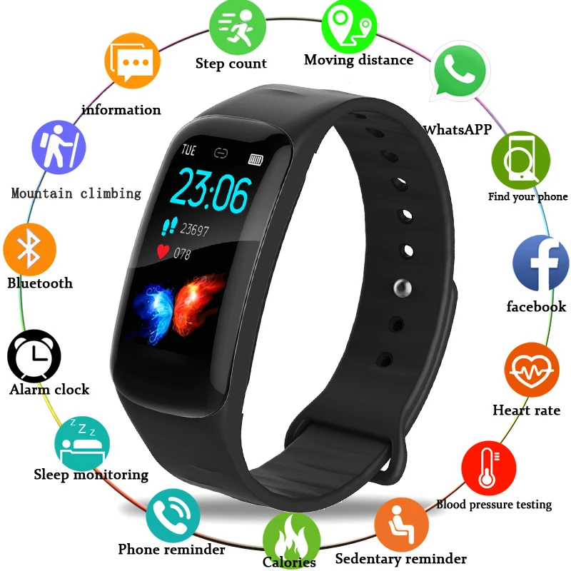 

BANGWEI Smart Sport Watch LED Color Screen Clock Heart Rate Blood Pressure oxygen Sleep Monitor Pedometer Watch For IOS Android