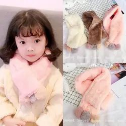 Корейские модные высокое качество мехом кролика осень-зима шарфы унисекс для детей мальчиков и девочек Accessories-ZOSWK005F