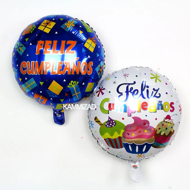 

KAMMIZAD Birthday Balloons Spanish Birthday Party 50pcs/lot 18inch Aluminium Foil Helium Globos Party Supplies Wholesale
